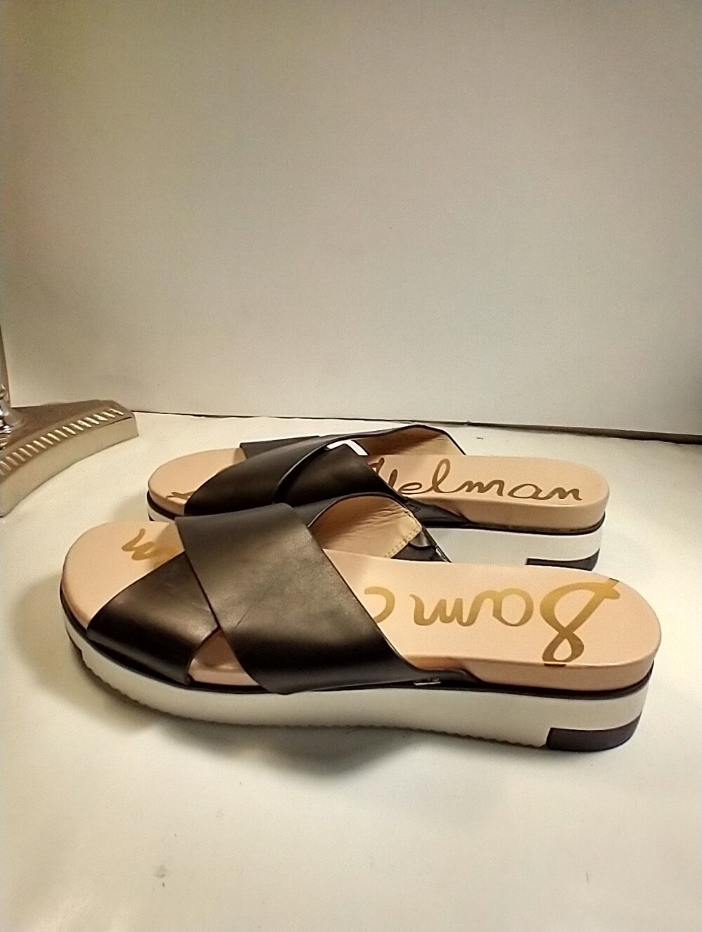 Sam Edelman Audrea Cross Strap Leather Slide Sandals Women's sz 9.5M. - Picture 4 of 12